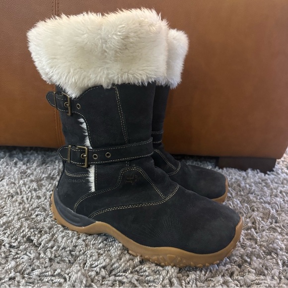 Salomon Women Lhasa Black Suede Fur Winter Snow Boots - Picture 3 of 16